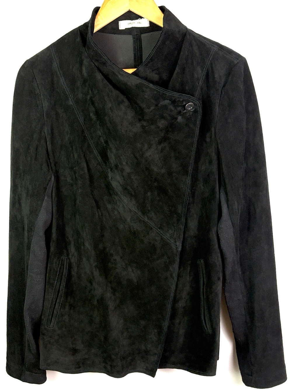 Jakett etc….Black Suede Drape Front Jacket -  Size L
